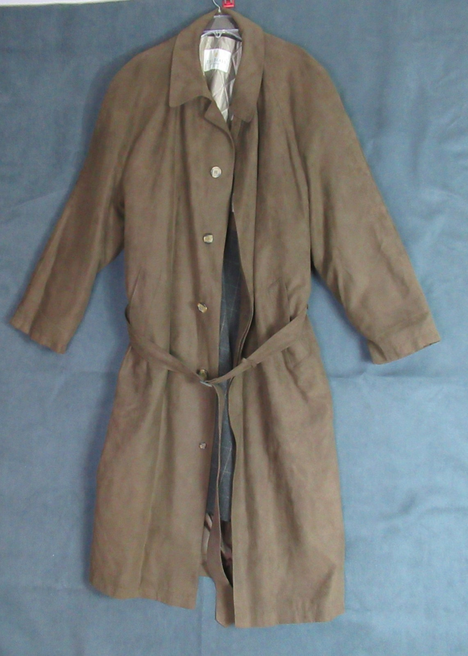 Vtg Bill Blass Trench Coat Mens Size 44 Long Brown Belted Classic Work Lux Y2K
